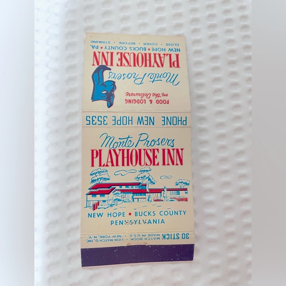 Matchbook Monte Proser's Playhouse Inn PA 30 Stick matchbox vintage